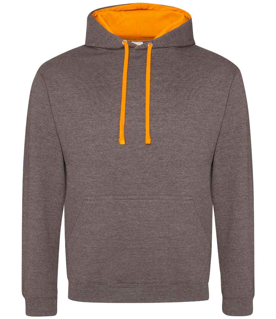 Just Hoods AWDis Varsity Hoodie Charcoal/Orange Crush