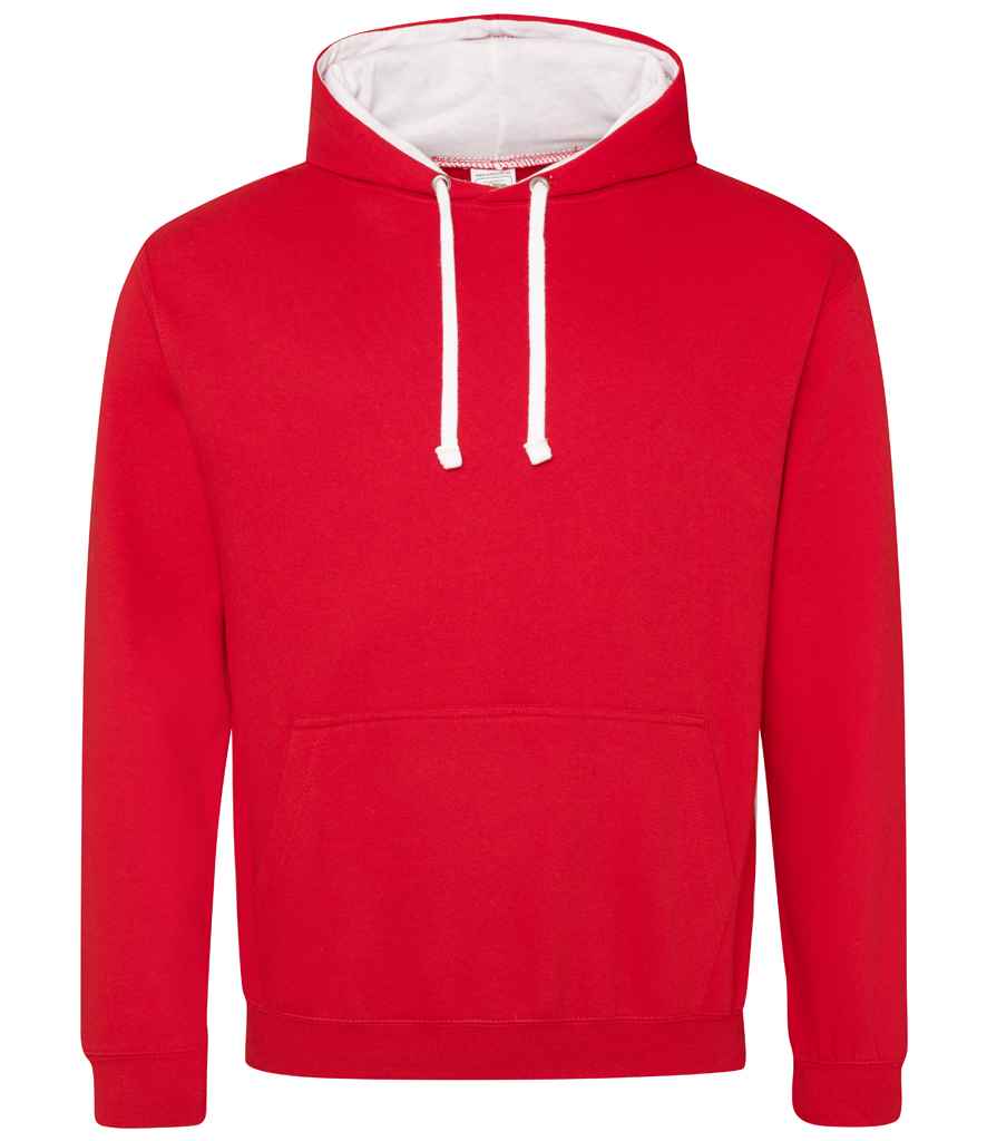 Just Hoods AWDis Varsity Hoodie Fire Red/Arctic White