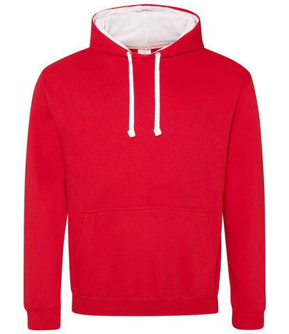 Just Hoods AWDis Varsity Hoodie Fire Red/Arctic White