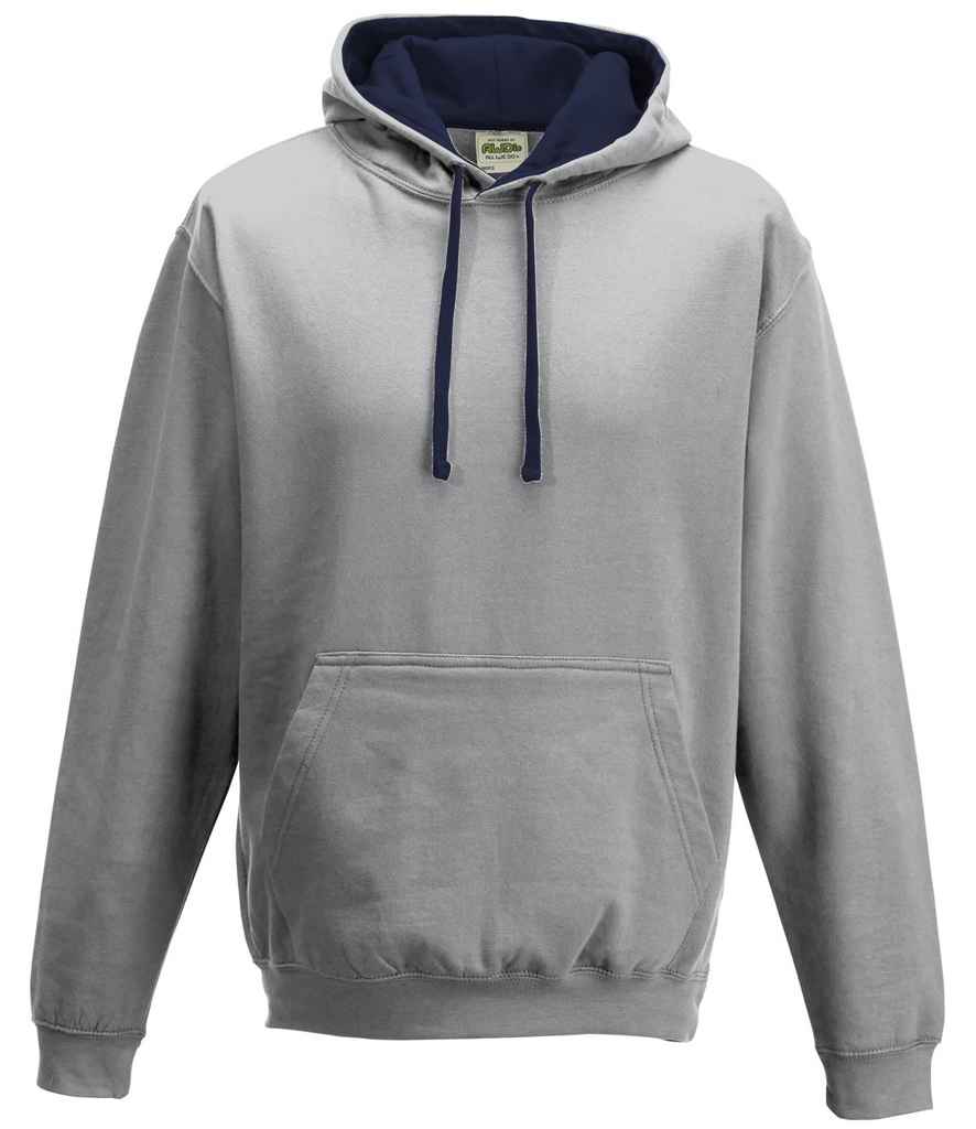 Just Hoods AWDis Varsity Hoodie Heather Grey/New French Navy