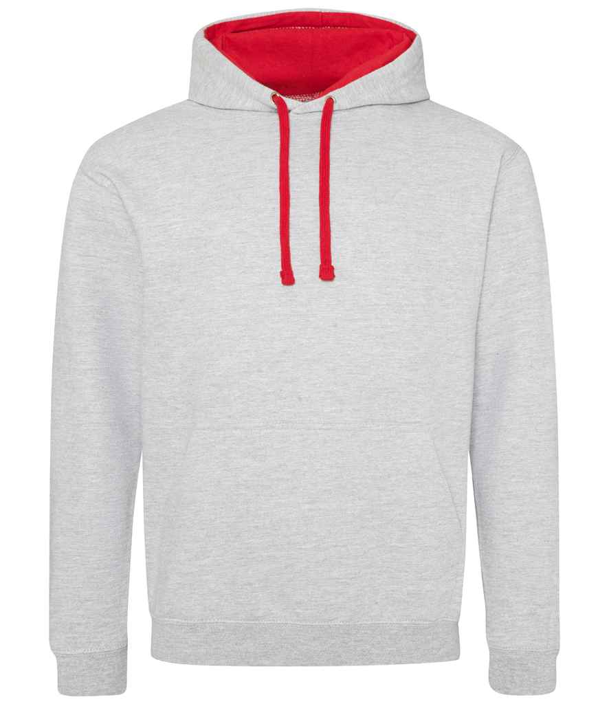 Just Hoods AWDis Varsity Hoodie Heather Grey/Fire Red