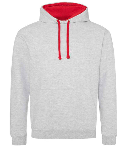 Just Hoods AWDis Varsity Hoodie Heather Grey/Fire Red