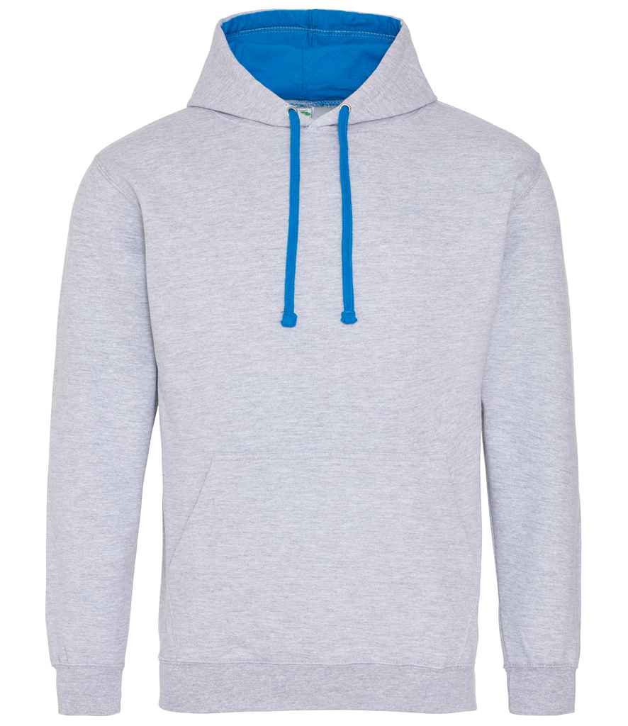 Just Hoods AWDis Varsity Hoodie Heather Grey/Sapphire Blue