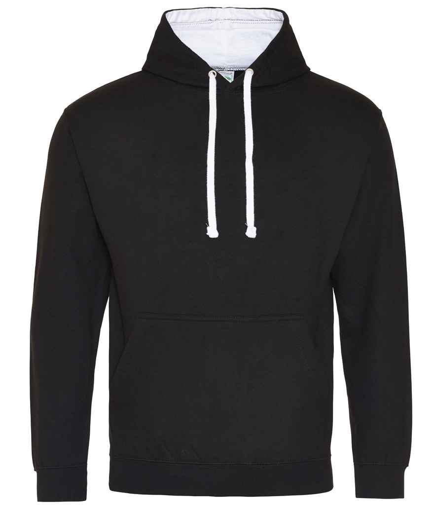 AWDis Varsity Hoodie in Jet Black/Arctic White