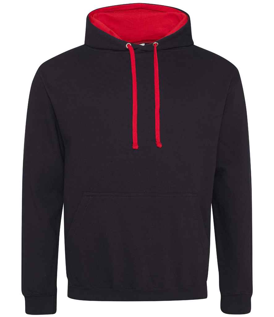 Just Hoods AWDis Varsity Hoodie Jet Black/Fire Red