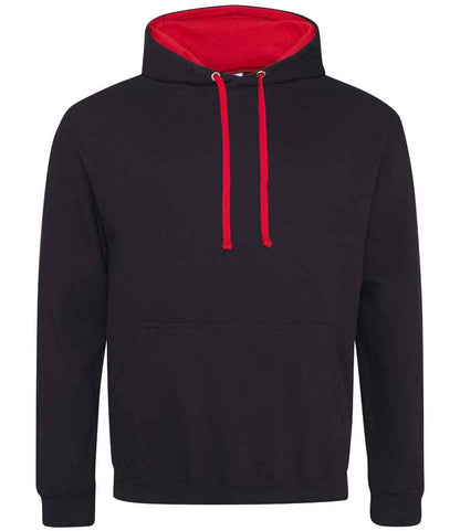 Just Hoods AWDis Varsity Hoodie Jet Black/Fire Red