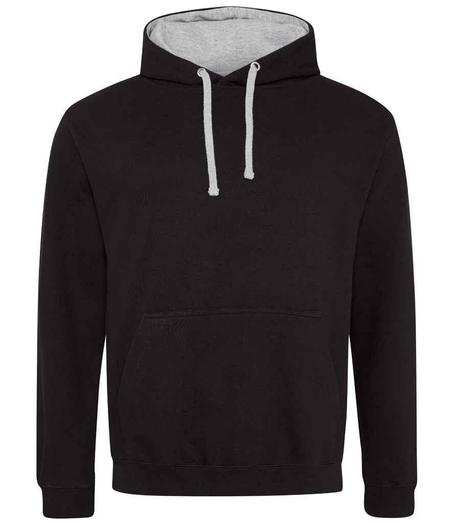 Just Hoods AWDis Varsity Hoodie Jet Black/Heather Grey