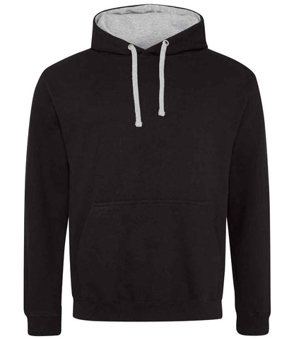 Just Hoods AWDis Varsity Hoodie Jet Black/Heather Grey