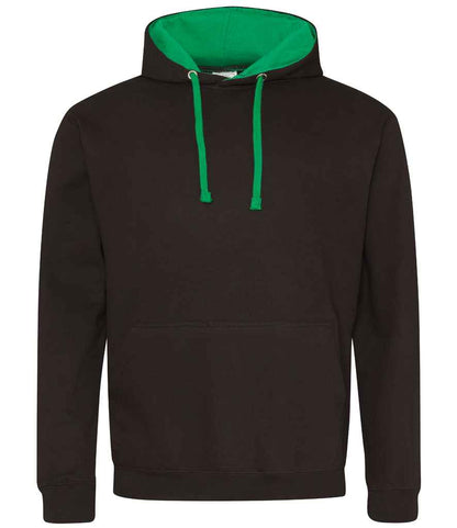 Just Hoods AWDis Varsity Hoodie Jet Black/Kelly Green