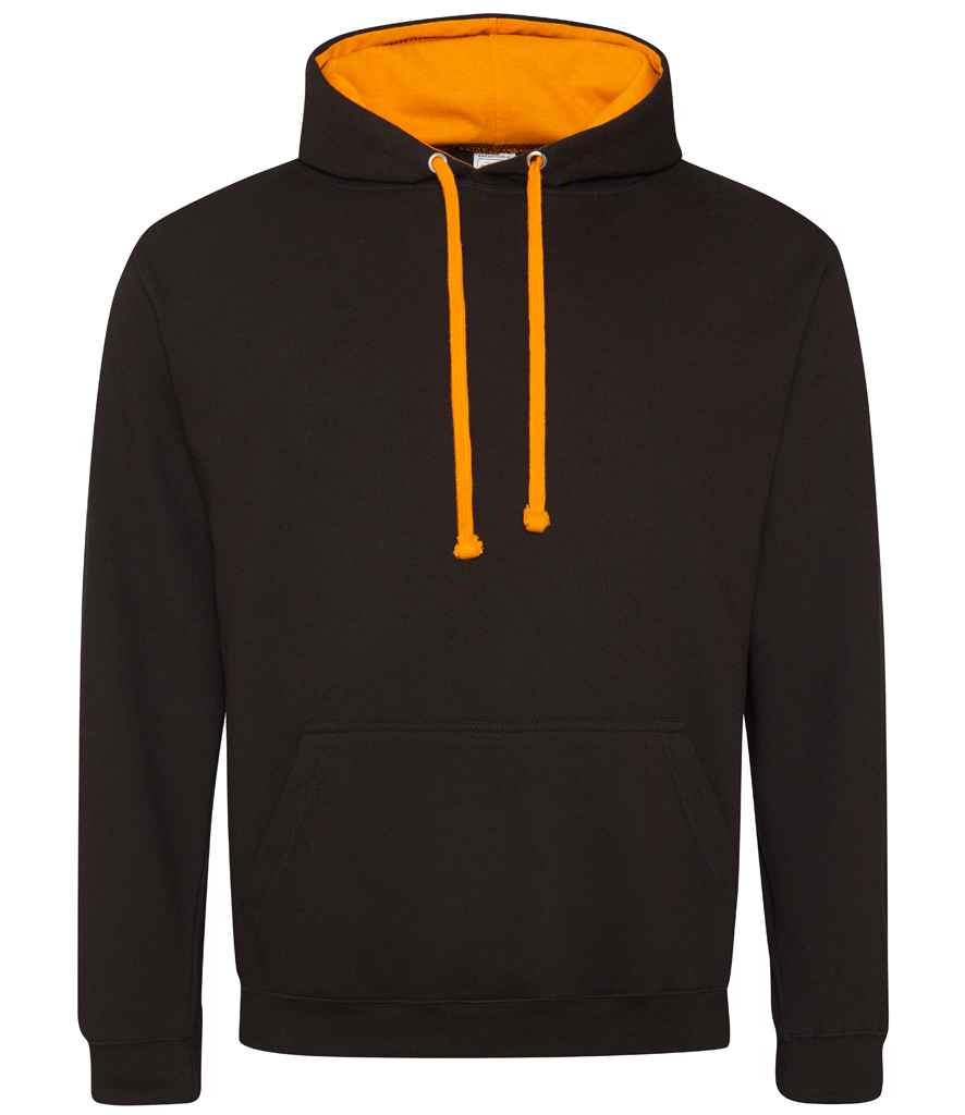 Just Hoods AWDis Varsity Hoodie Jet Black/Orange Crush