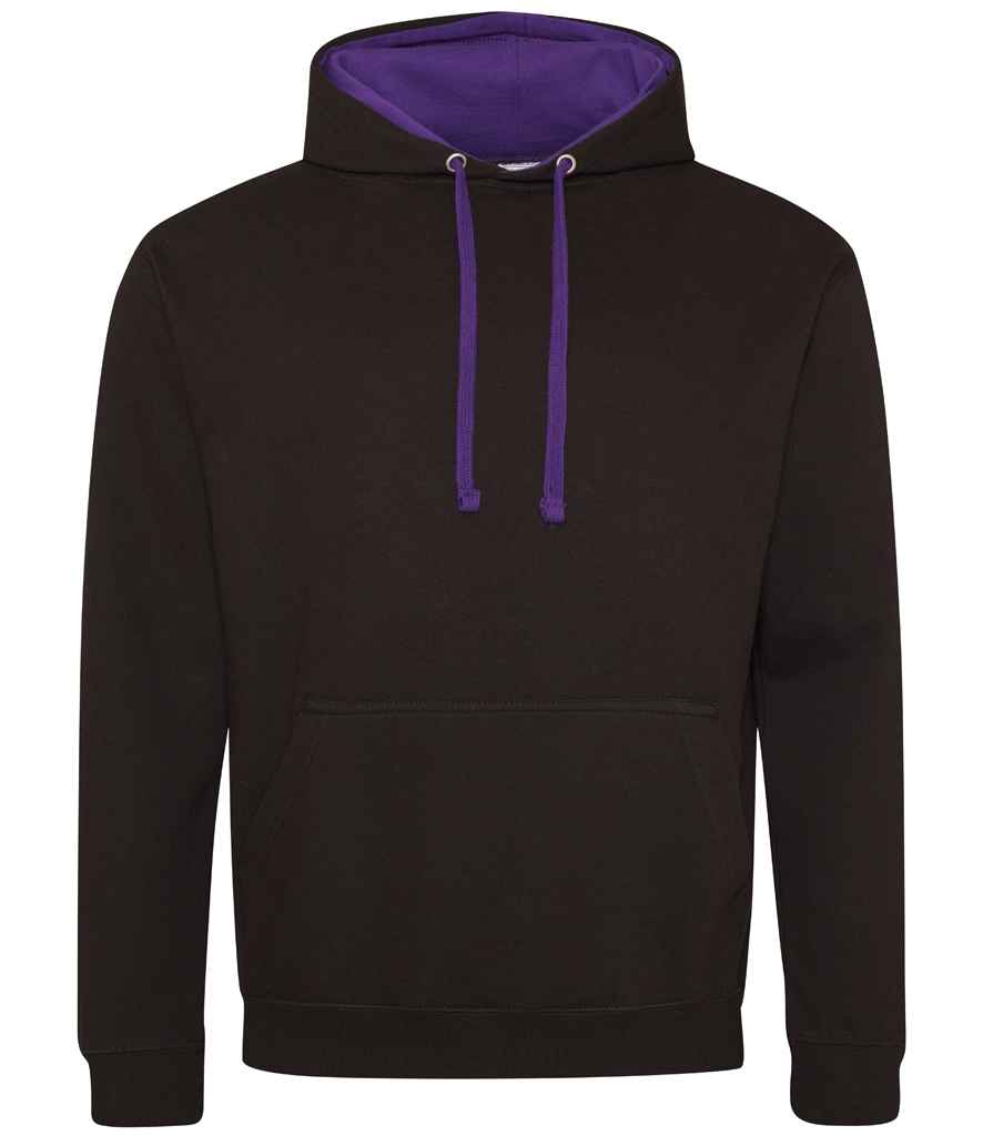 Just Hoods AWDis Varsity Hoodie Jet Black/Purple