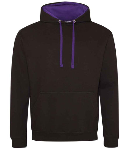 Just Hoods AWDis Varsity Hoodie Jet Black/Purple