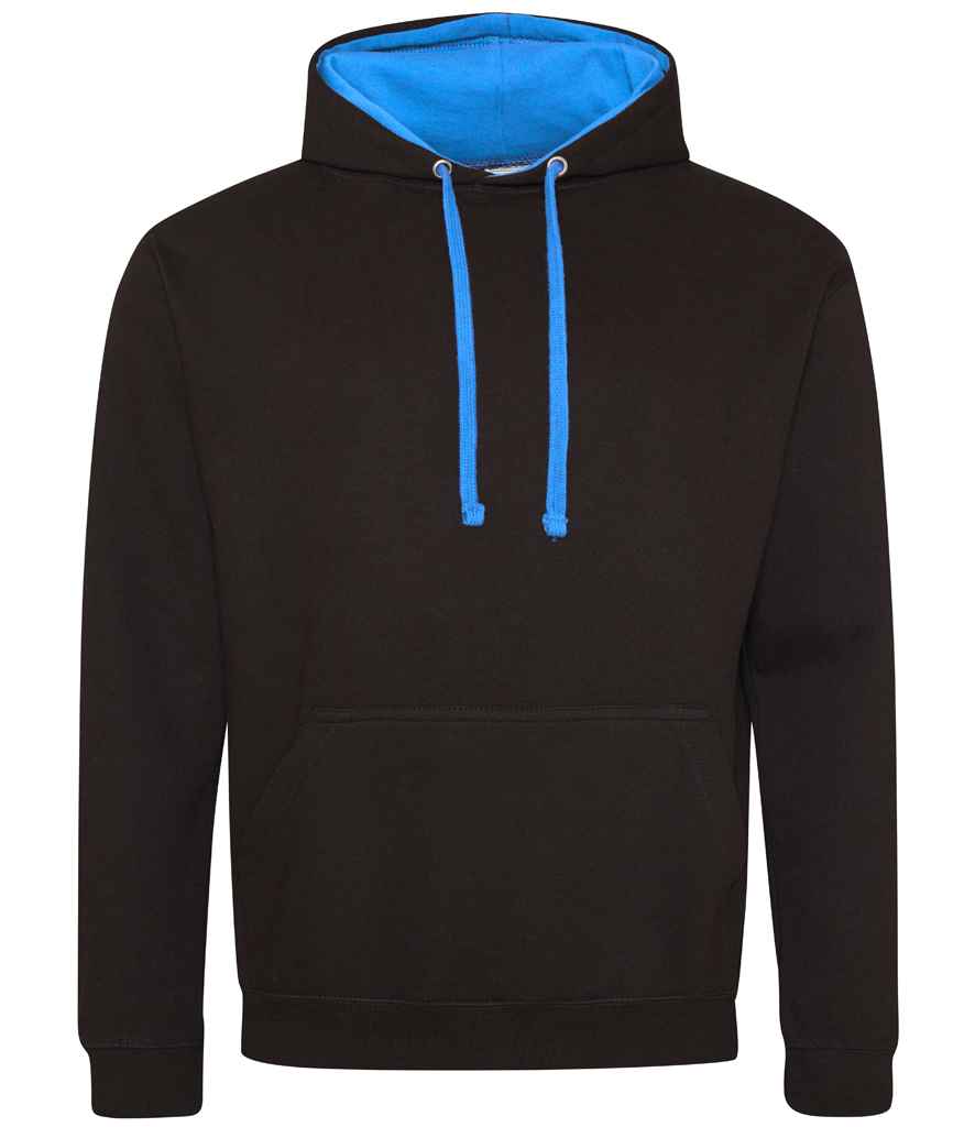 Just Hoods AWDis Varsity Hoodie Jet Black/Sapphire Blue