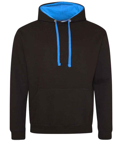 Just Hoods AWDis Varsity Hoodie Jet Black/Sapphire Blue