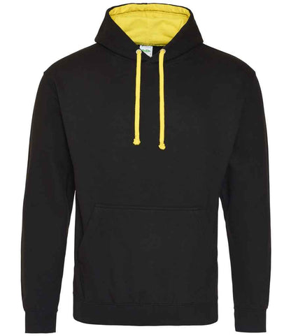 Just Hoods AWDis Varsity Hoodie Jet Black/Sun Yellow