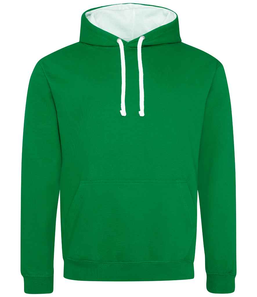 Just Hoods AWDis Varsity Hoodie Kelly Green/Arctic White