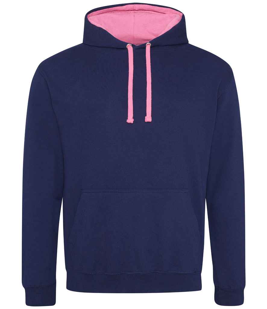 Just Hoods AWDis Varsity Hoodie Oxford Navy/Candyfloss Pink