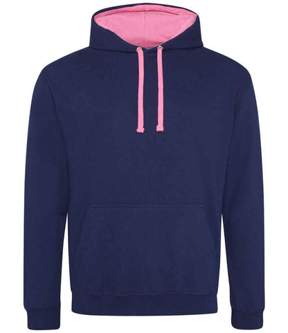 Just Hoods AWDis Varsity Hoodie Oxford Navy/Candyfloss Pink