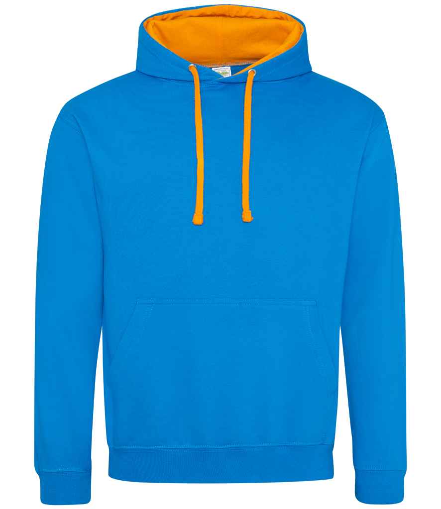Just Hoods AWDis Varsity Hoodie Sapphire Blue/Orange Crush