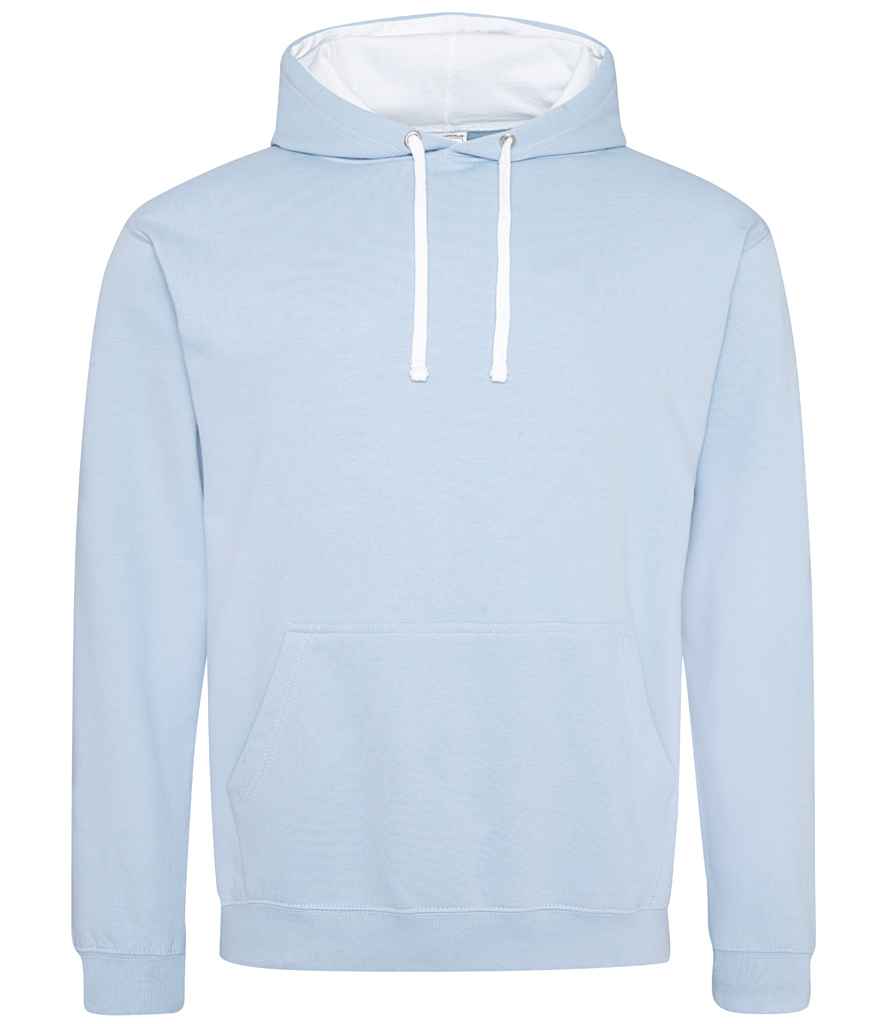Just Hoods AWDis Varsity Hoodie Sky Blue/Arctic White