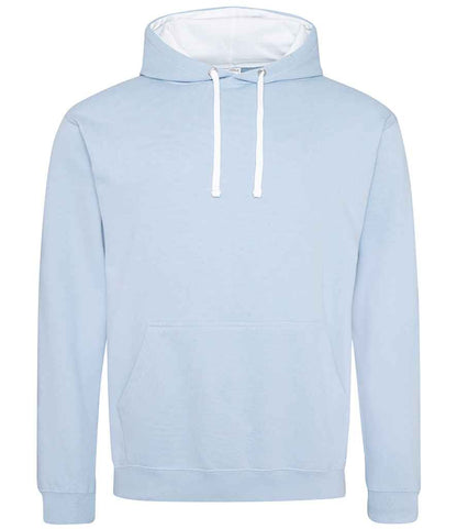 Just Hoods AWDis Varsity Hoodie Sky Blue/Arctic White