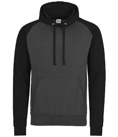Just Hoods AWDis Baseball Hoodie Charcoal/Jet Black