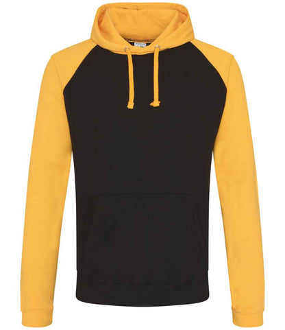 Just Hoods AWDis Baseball Hoodie Jet Black/Gold
