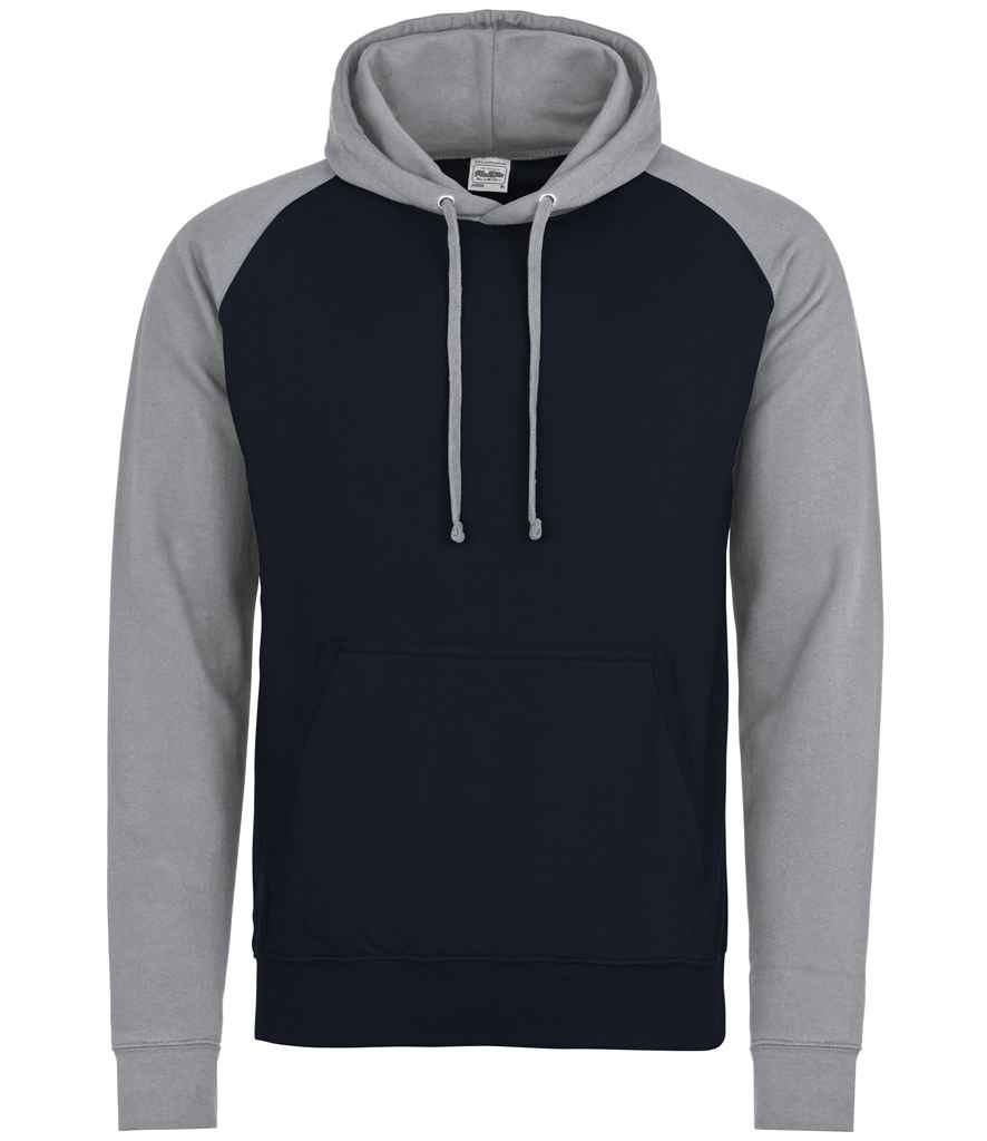 Just Hoods AWDis Baseball Hoodie Oxford Navy/Heather Grey
