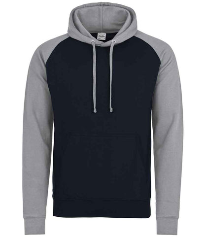 Just Hoods AWDis Baseball Hoodie Oxford Navy/Heather Grey