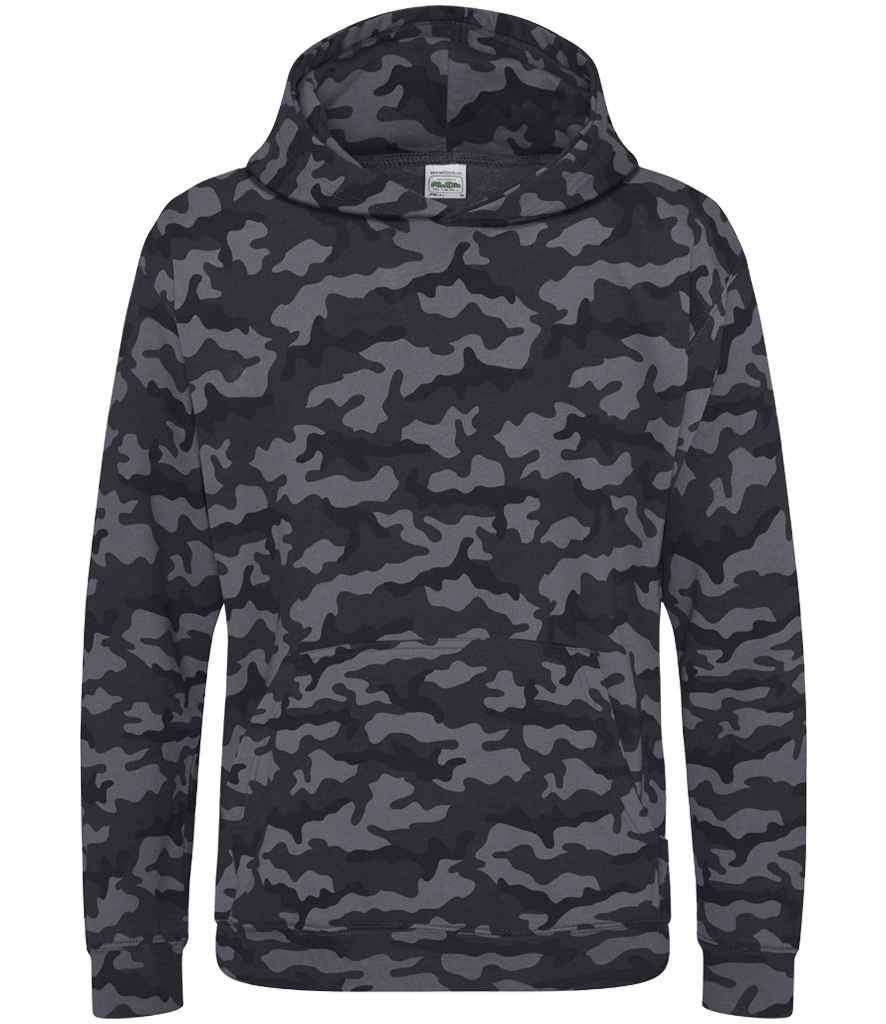 Just Hoods AWDis Kids Camo Hoodie Black Camo