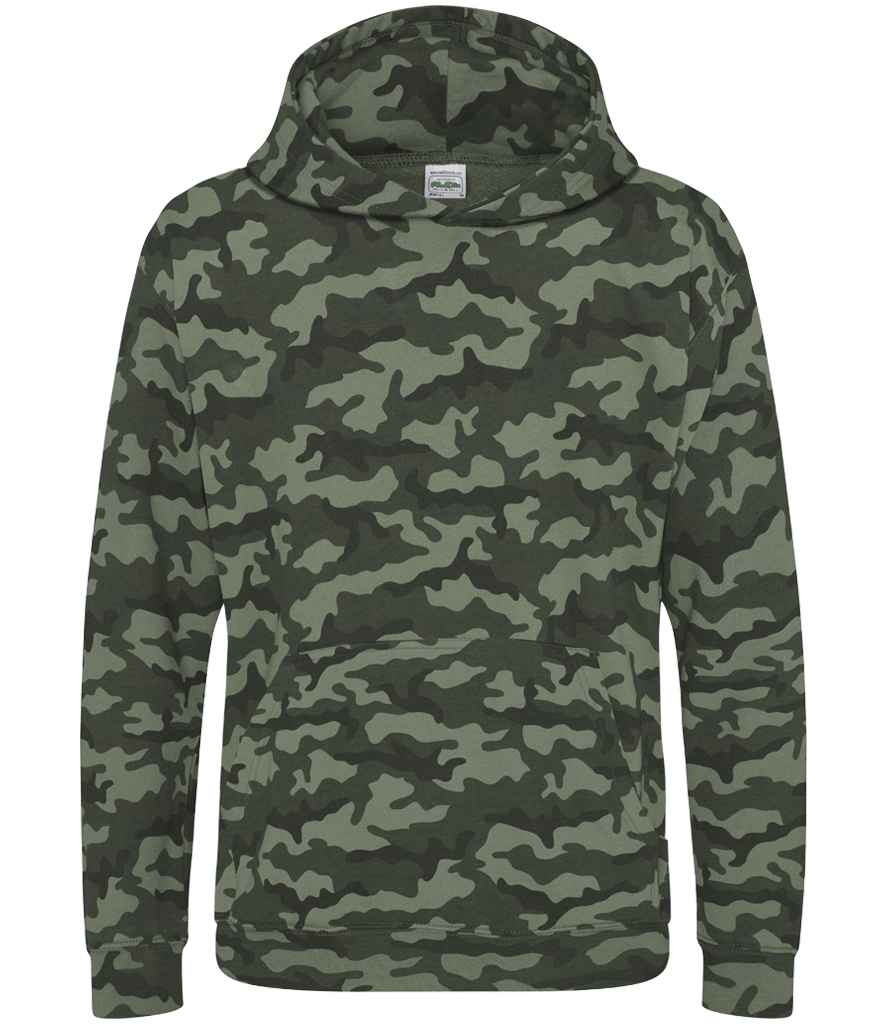 AWDis Kids Camo Hoodie in Green Camo