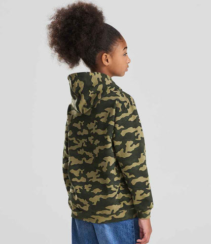 Just Hoods AWDis Kids Camo Hoodie Green Camo