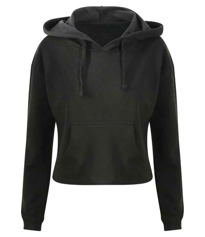 Just Hoods AWDis Ladies Cropped Hoodie Jet Black