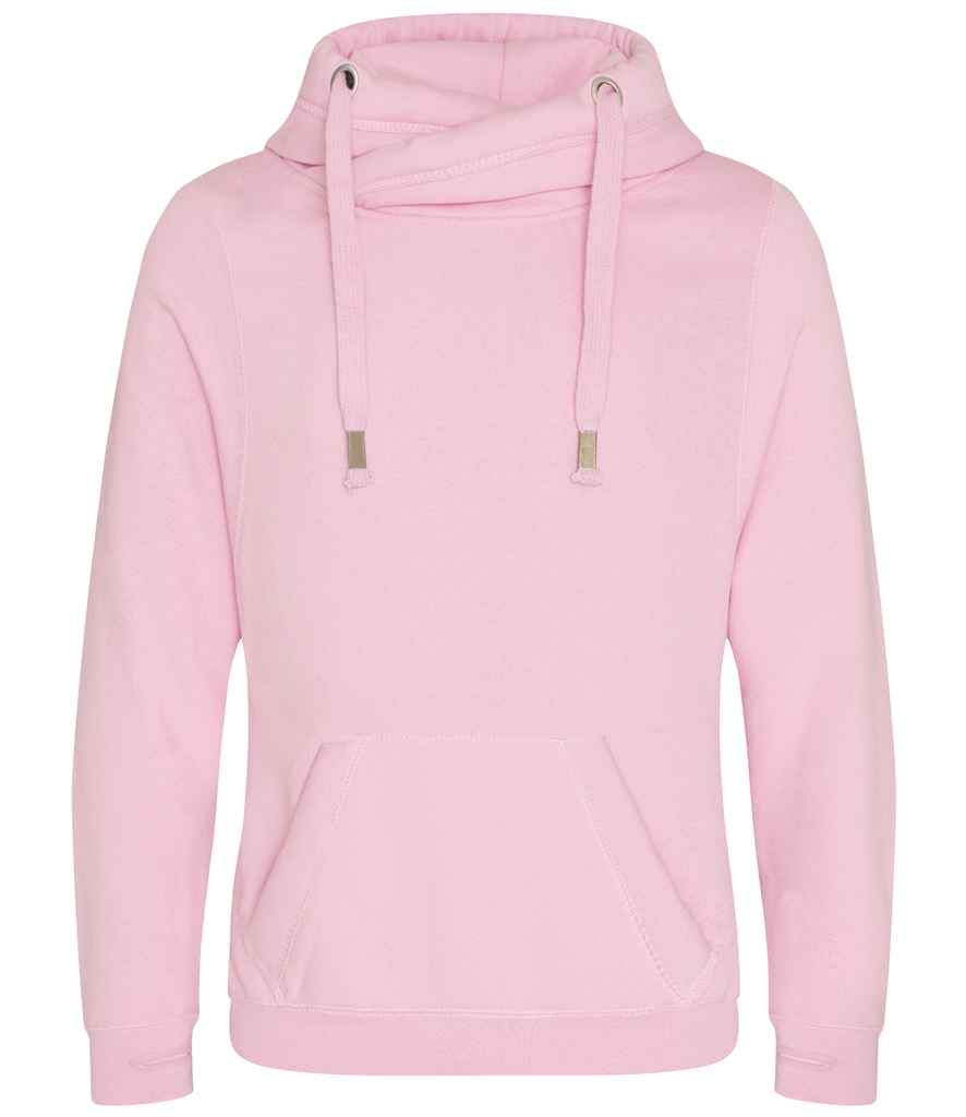 Just Hoods AWDis Cross Neck Hoodie Baby Pink
