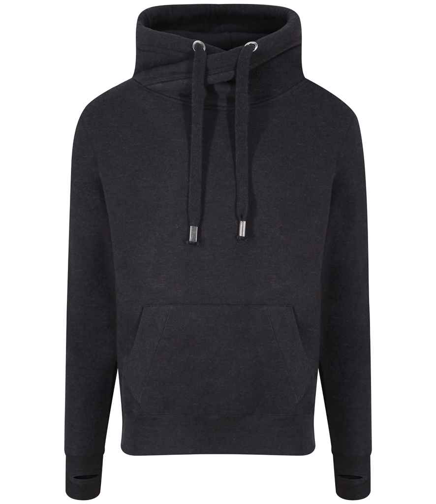 Just Hoods AWDis Cross Neck Hoodie Black Smoke