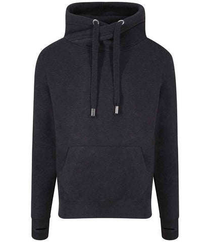 Just Hoods AWDis Cross Neck Hoodie Black Smoke