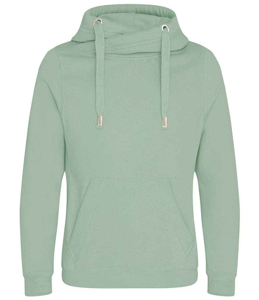 AWDis Cross Neck Hoodie in Dusty Green