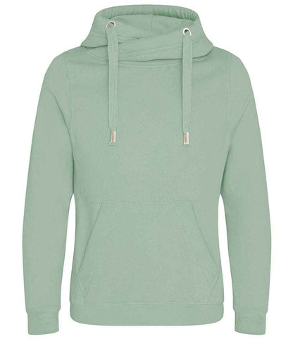 AWDis Cross Neck Hoodie in Dusty Green