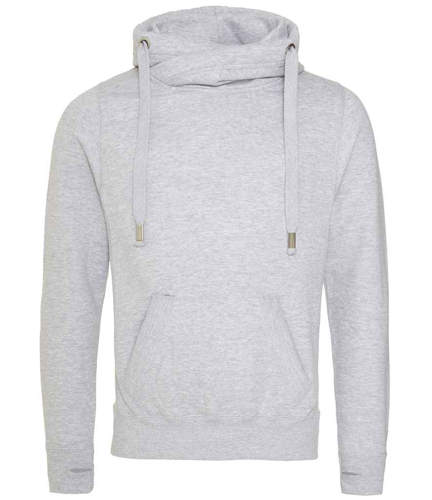 Just Hoods AWDis Cross Neck Hoodie Heather Grey