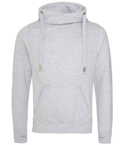 Just Hoods AWDis Cross Neck Hoodie Heather Grey