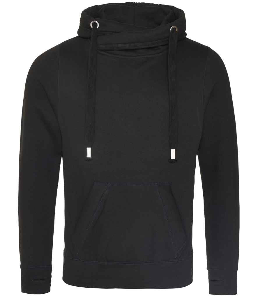 AWDis Cross Neck Hoodie in Jet Black