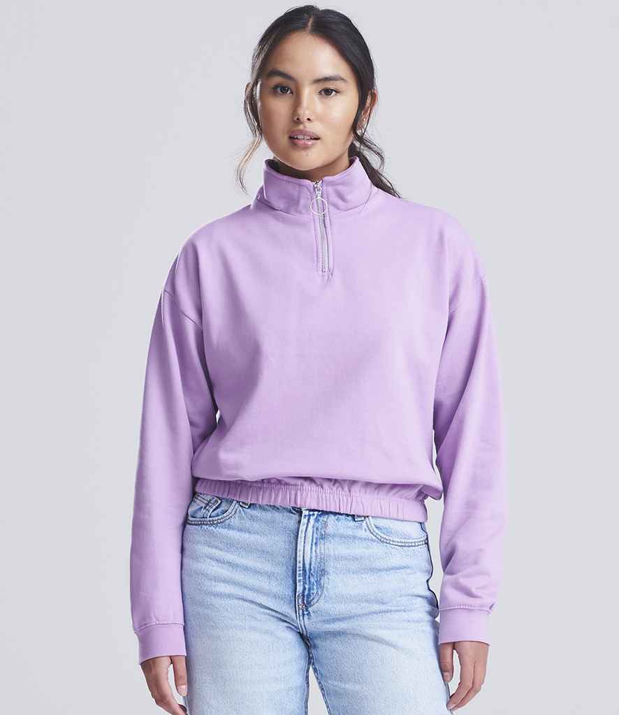 Just Hoods AWDis Ladies Cropped 1/4 Zip Sweatshirt