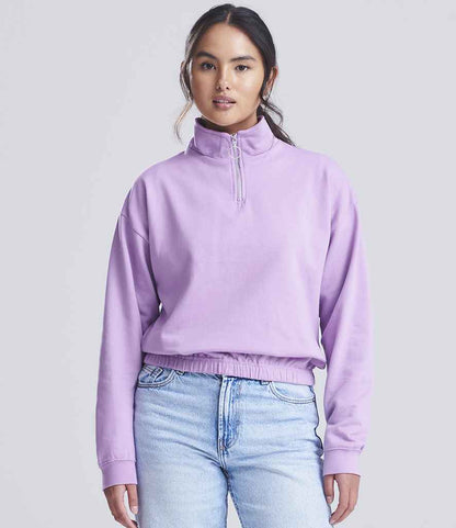Just Hoods AWDis Ladies Cropped 1/4 Zip Sweatshirt
