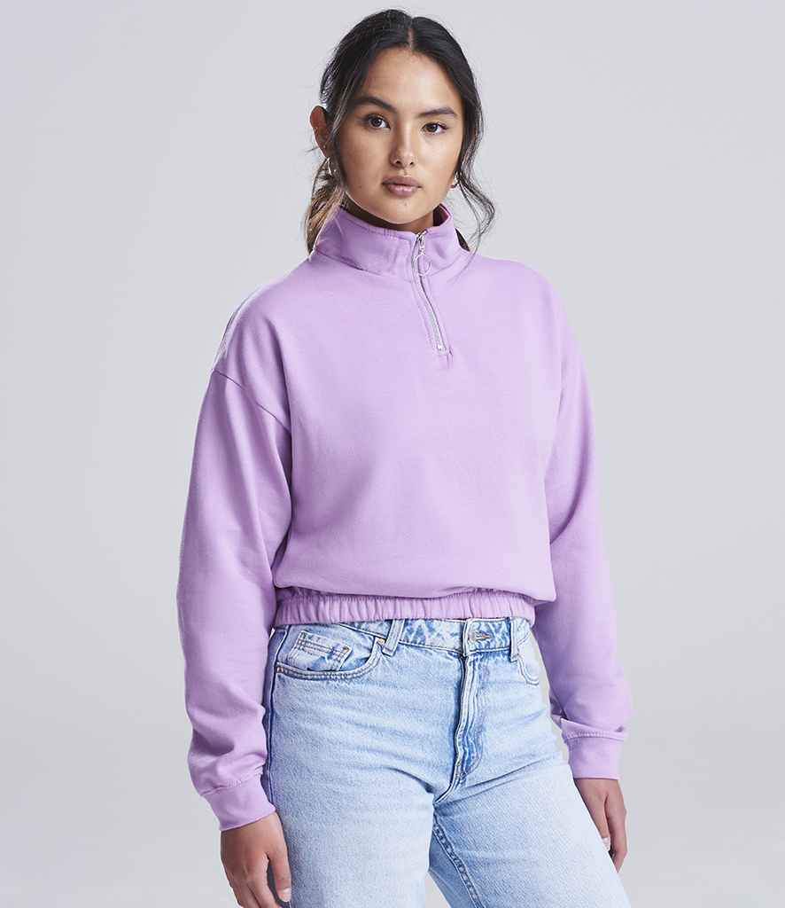 Just Hoods AWDis Ladies Cropped 1/4 Zip Sweatshirt Lavender