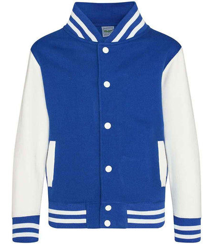 Just Hoods AWDis Kids Varsity Jacket Royal Blue/White
