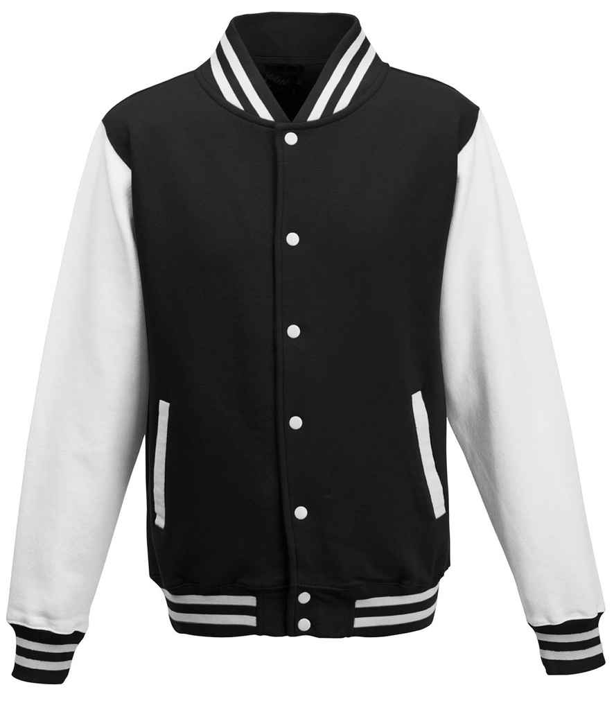 Just Hoods AWDis Varsity Jacket Jet Black/White