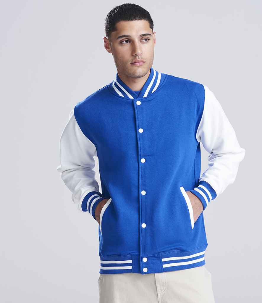 Just Hoods AWDis Varsity Jacket Royal Blue/White