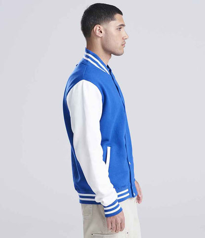 Just Hoods AWDis Varsity Jacket Royal Blue/White