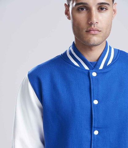 Just Hoods AWDis Varsity Jacket Royal Blue/White