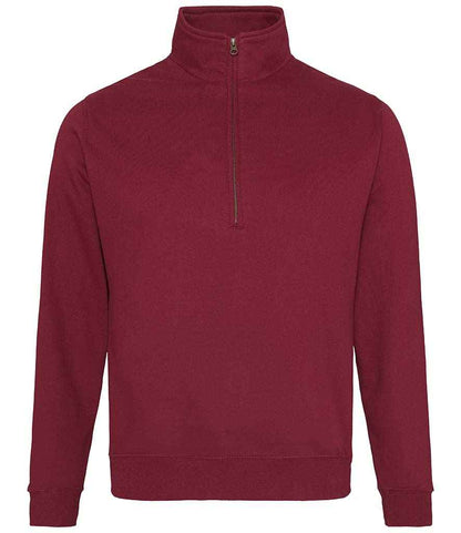 Just Hoods AWDis Sophomore Zip Neck Sweatshirt Burgundy